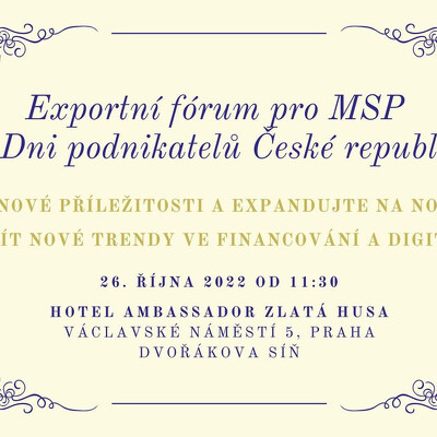  Exportní fórum pro MSP při Dni podnikatelů České republiky 