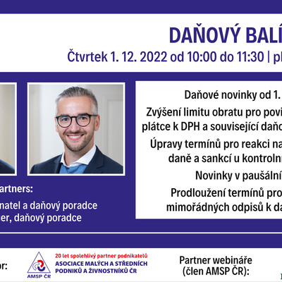  Webinář: Daňový balíček 2023 